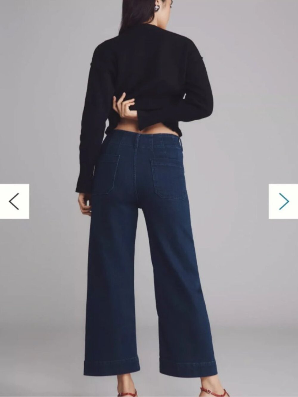 Maeve Colette High-Rise Wide-Leg Cropped Jeans - dark denim - size 30 - Picture 8 of 8